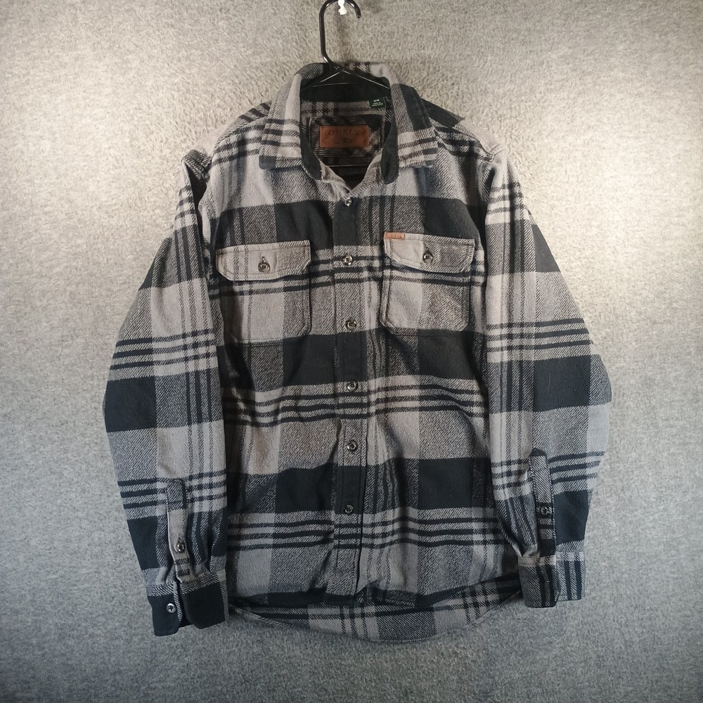 Orvis Flannel Shirt Mens M Monochromatic Heavy Shacket Pockets Long‎ Sleeve